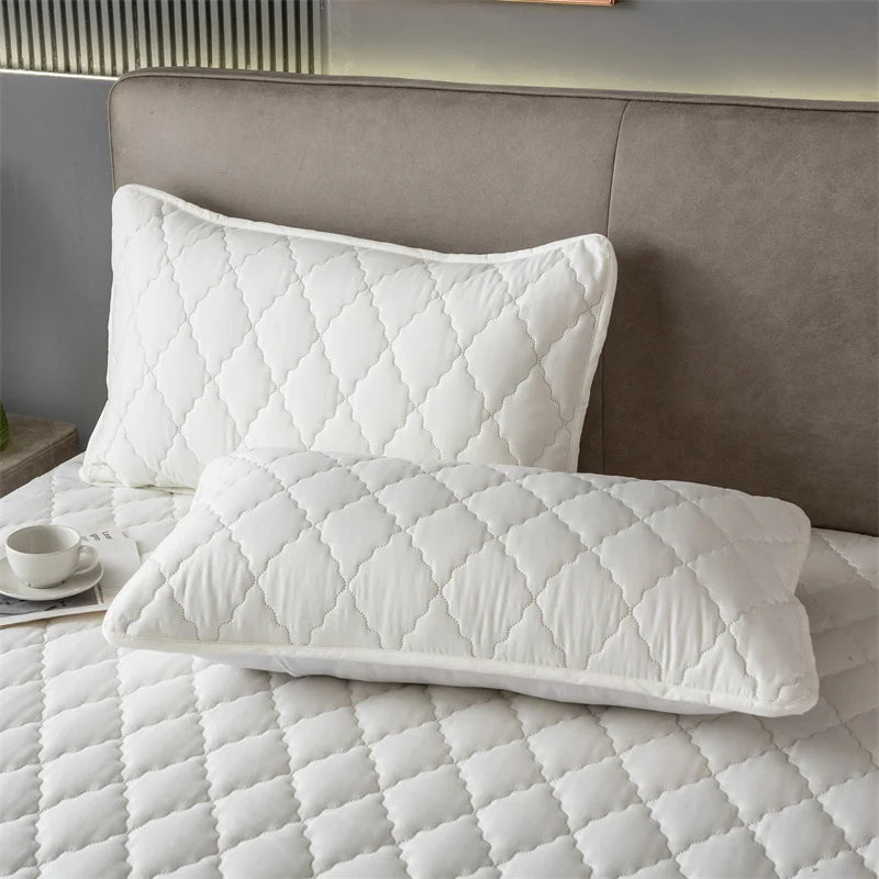Brushed Cotton Padded Waterproof Pillowcase - Single Piece / 2-Piece Set Soft Breathable Pillow Cover for Bedroom Bed