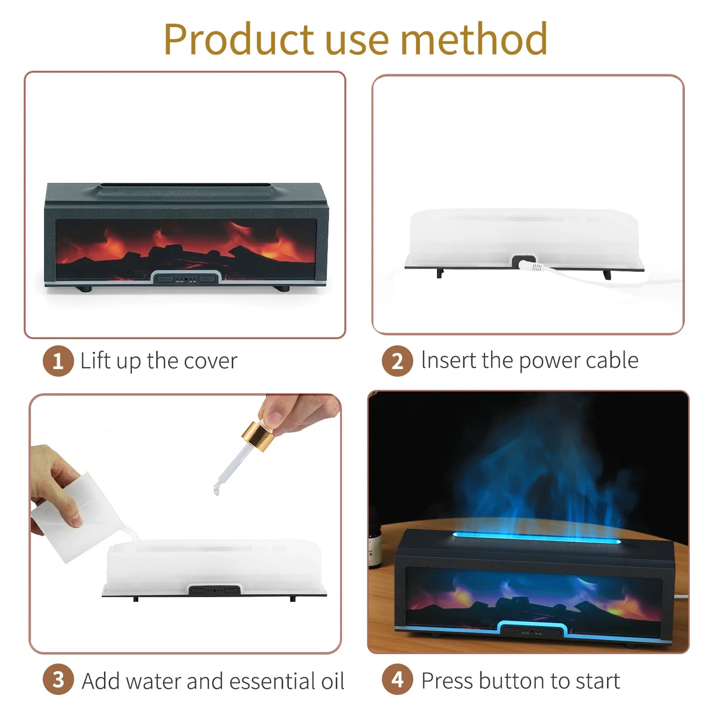 Factory Wholesale  Fireplace Diffuser 200ml Convenient Desktop Aromatherapy Machine with Remote Control Essential Oil Humidifier