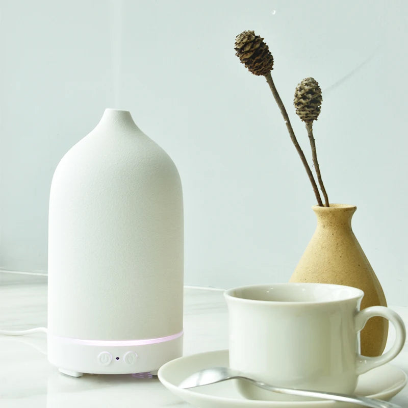 Simple Black White Elegant Color Ceramic Essential Oil Diffusers Ultrasonic Aroma Diffuser Aromatherapy Diffuser air Humidifiers