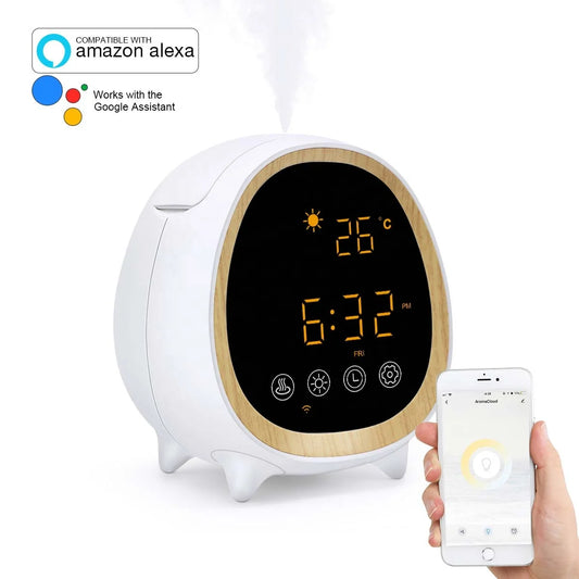 200ml Touch Screen Essential Oil Scent Diffuser Household Portable Tuya Wifi Weather Clock Smart Aroma Diffuser