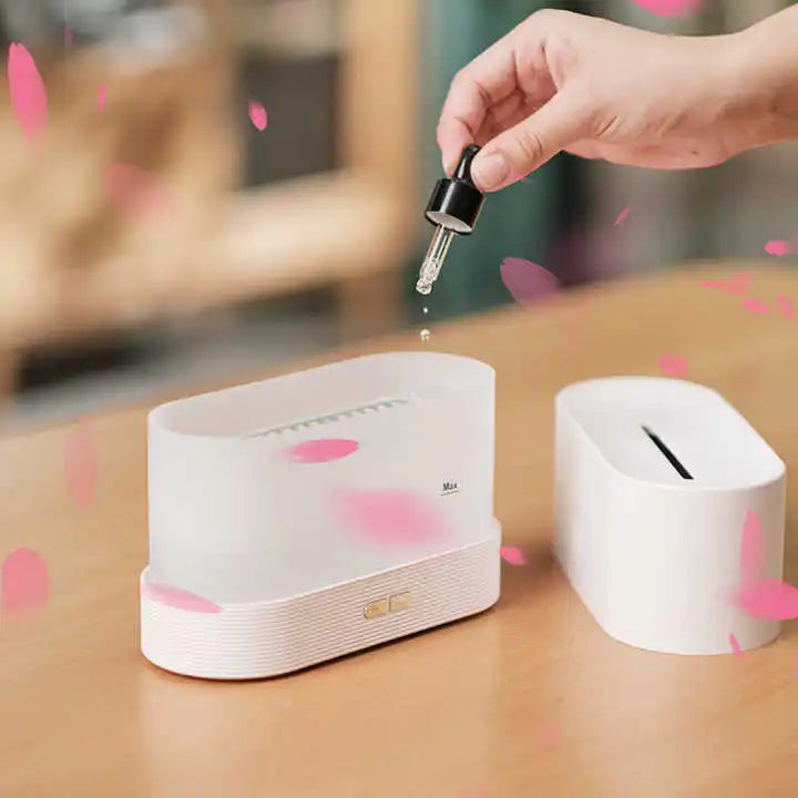 Hot Selling 180ml Air Scent Humidifier Simulation Flame Essential Oil Diffuser Portable LED Night Light Aroma Diffuser for Home
