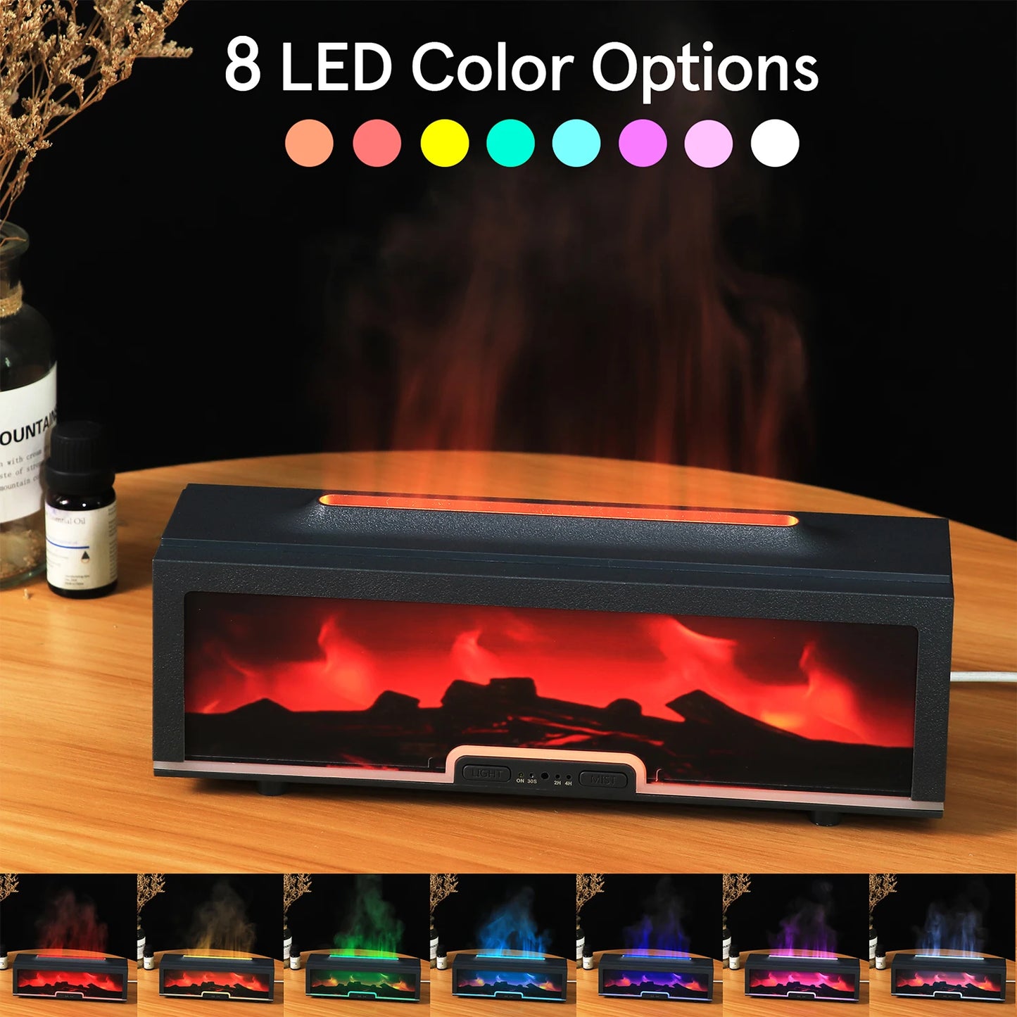 Factory Wholesale  Fireplace Diffuser 200ml Convenient Desktop Aromatherapy Machine with Remote Control Essential Oil Humidifier