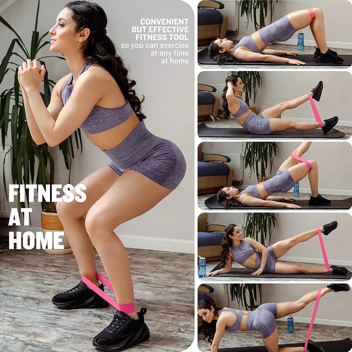 Resistance Loop Exercise Bands 5 Different Resistance Levels Elastic Band Suitable for arm Leg Stretching and Strength Training