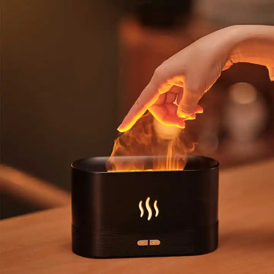 Hot Selling 180ml Air Scent Humidifier Simulation Flame Essential Oil Diffuser Portable LED Night Light Aroma Diffuser for Home