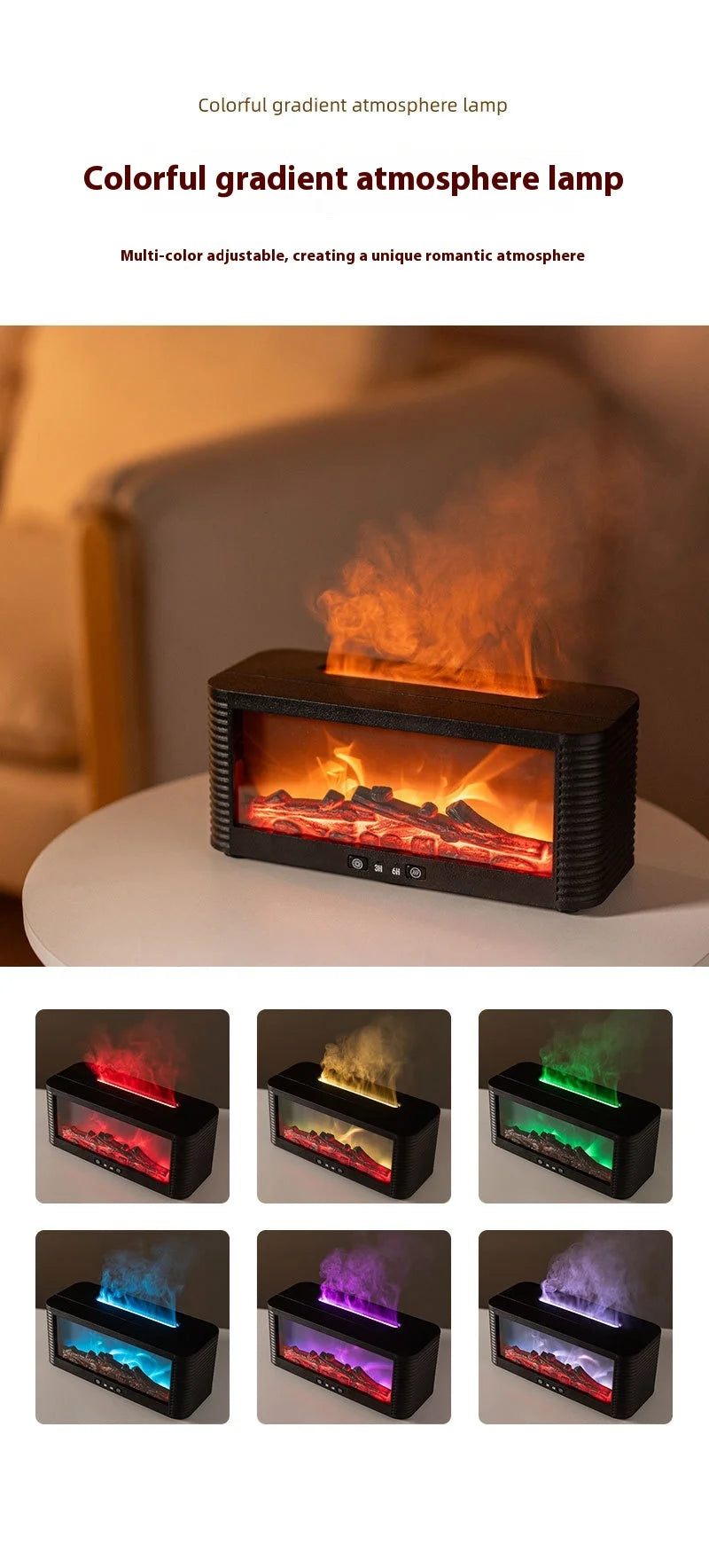 Simulated Bonfire Flame Diffuser Room Ultrasonic Fire Humidifier 250ml Fireplace Essential Oil Aroma Diffuser with Timer