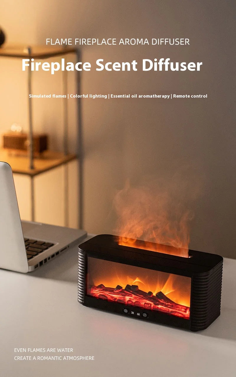 Simulated Bonfire Flame Diffuser Room Ultrasonic Fire Humidifier 250ml Fireplace Essential Oil Aroma Diffuser with Timer