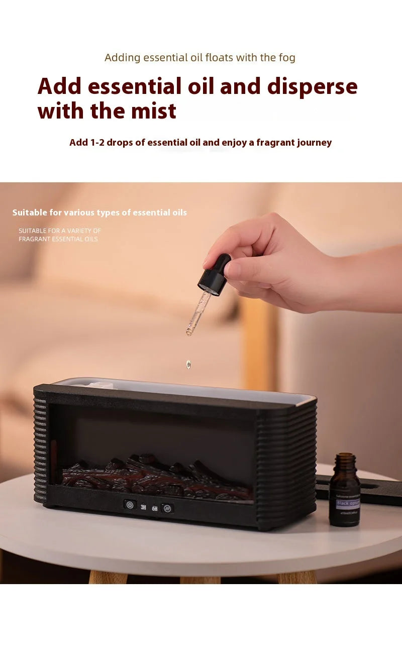 Simulated Bonfire Flame Diffuser Room Ultrasonic Fire Humidifier 250ml Fireplace Essential Oil Aroma Diffuser with Timer