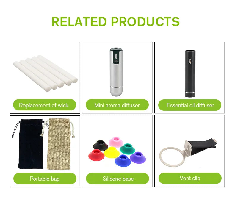 Eco-friendly Modern Mini Portable Aroma air Humidifier Waterless Aromatherapy Essential Oil Car Diffusers