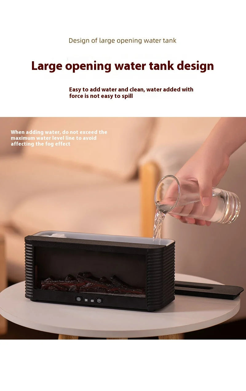 Simulated Bonfire Flame Diffuser Room Ultrasonic Fire Humidifier 250ml Fireplace Essential Oil Aroma Diffuser with Timer