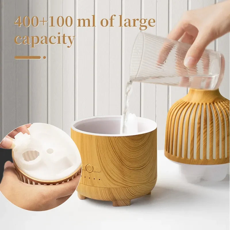Essential Oil Diffuser 500ml Air Humidifier Electric Wooden Colourful Humidifier Aroma Diffuser