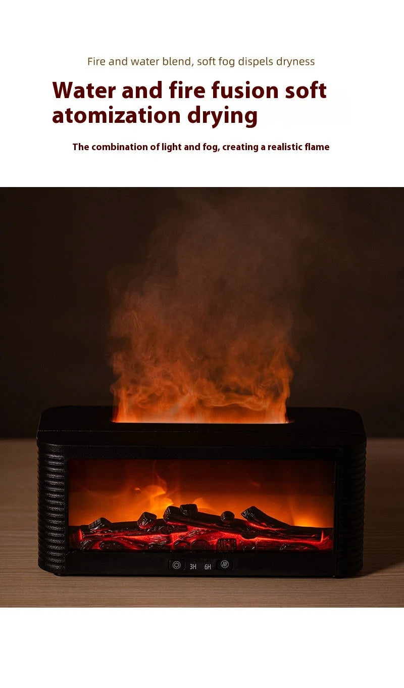 Simulated Bonfire Flame Diffuser Room Ultrasonic Fire Humidifier 250ml Fireplace Essential Oil Aroma Diffuser with Timer