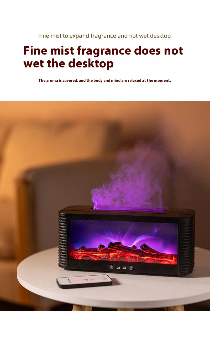 Simulated Bonfire Flame Diffuser Room Ultrasonic Fire Humidifier 250ml Fireplace Essential Oil Aroma Diffuser with Timer
