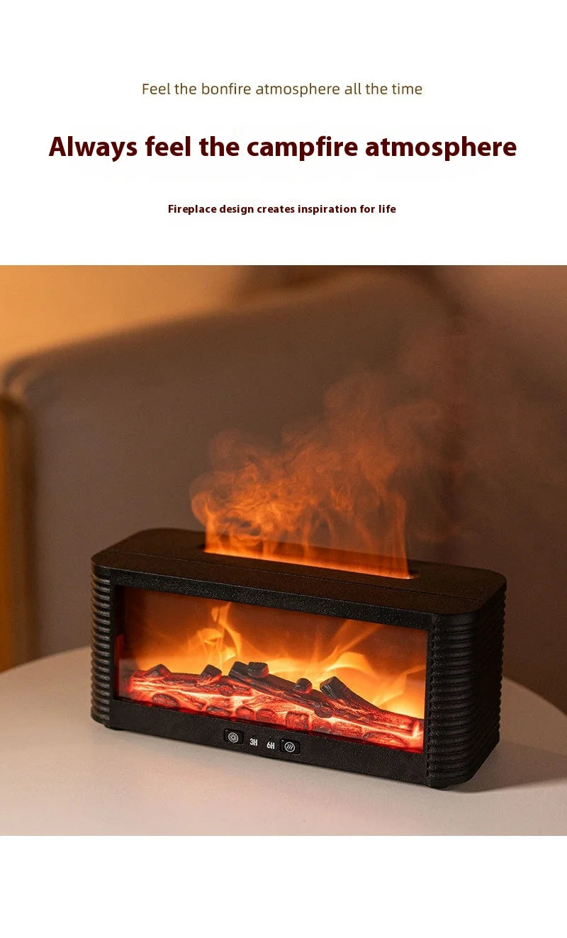 Simulated Bonfire Flame Diffuser Room Ultrasonic Fire Humidifier 250ml Fireplace Essential Oil Aroma Diffuser with Timer