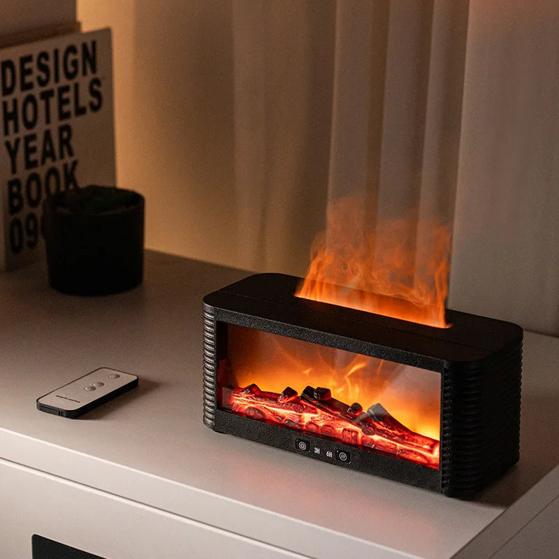 Simulated Bonfire Flame Diffuser Room Ultrasonic Fire Humidifier 250ml Fireplace Essential Oil Aroma Diffuser with Timer