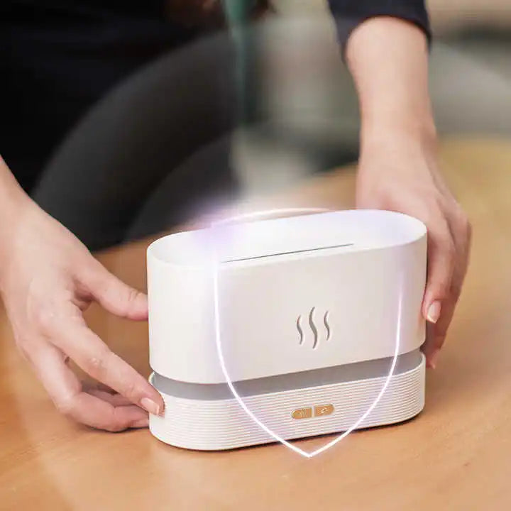 Hot Selling 180ml Air Scent Humidifier Simulation Flame Essential Oil Diffuser Portable LED Night Light Aroma Diffuser for Home