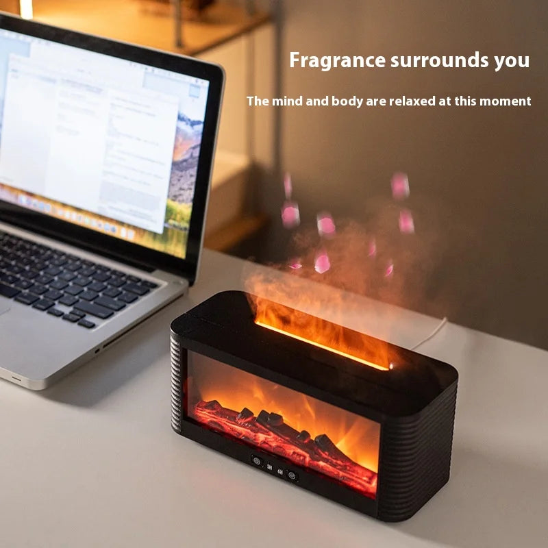 Simulated Bonfire Flame Diffuser Room Ultrasonic Fire Humidifier 250ml Fireplace Essential Oil Aroma Diffuser with Timer
