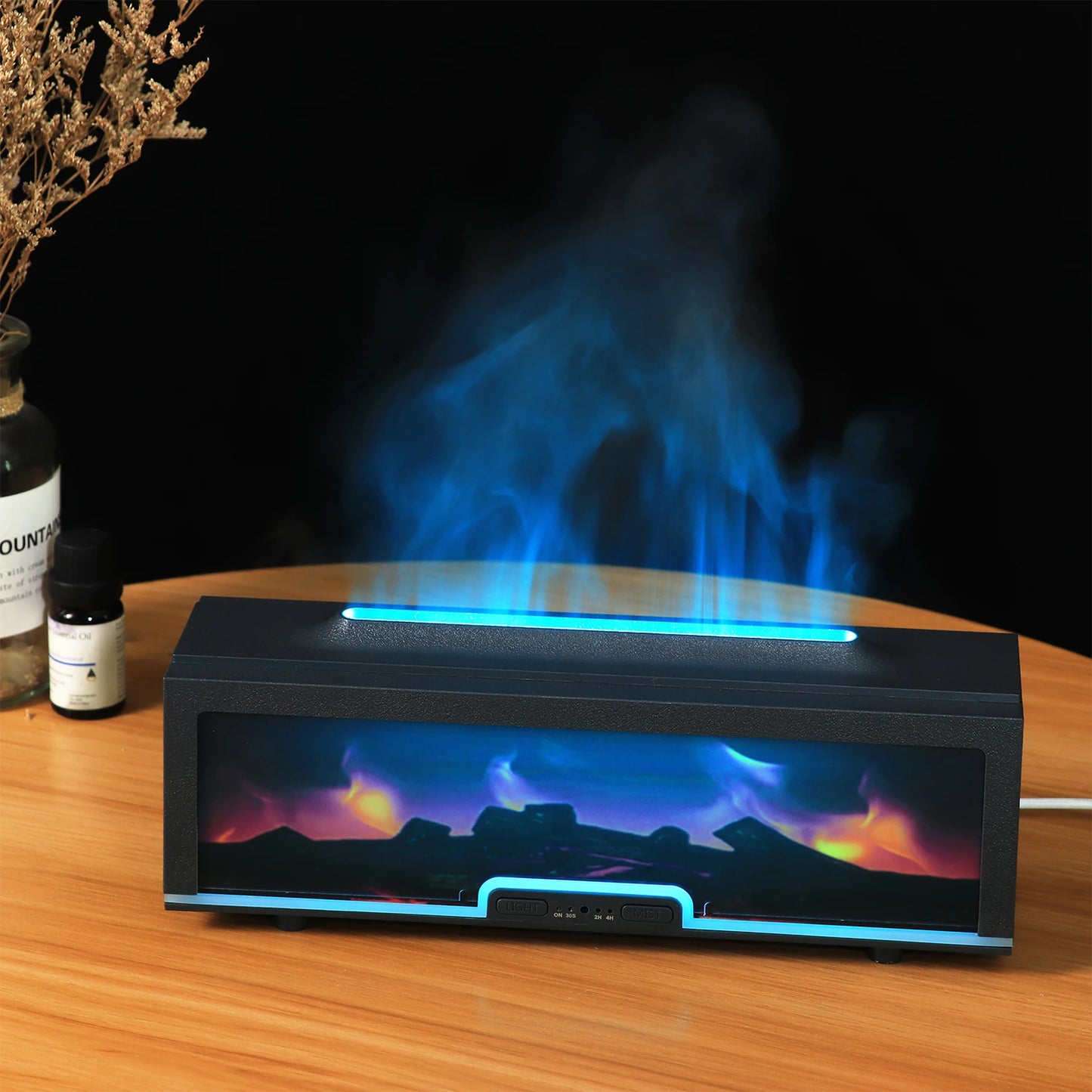 Factory Wholesale  Fireplace Diffuser 200ml Convenient Desktop Aromatherapy Machine with Remote Control Essential Oil Humidifier