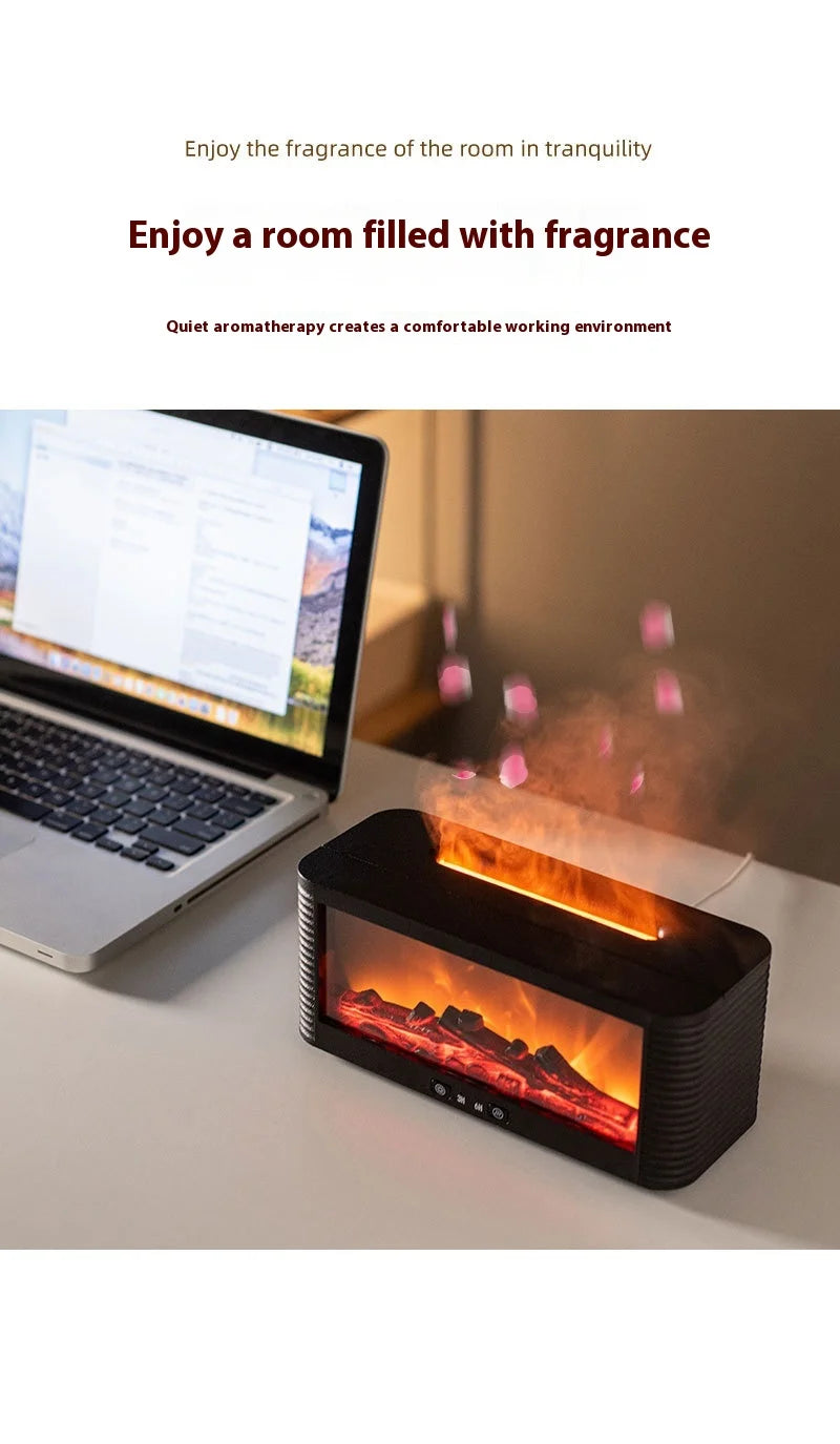 Simulated Bonfire Flame Diffuser Room Ultrasonic Fire Humidifier 250ml Fireplace Essential Oil Aroma Diffuser with Timer