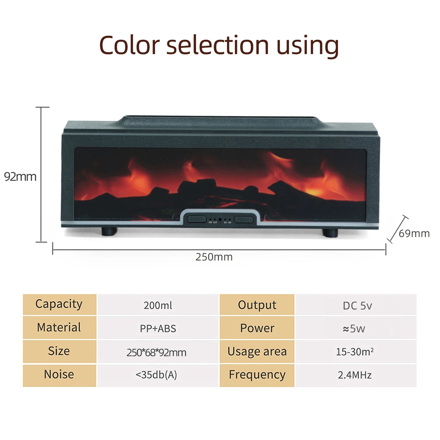 Factory Wholesale  Fireplace Diffuser 200ml Convenient Desktop Aromatherapy Machine with Remote Control Essential Oil Humidifier