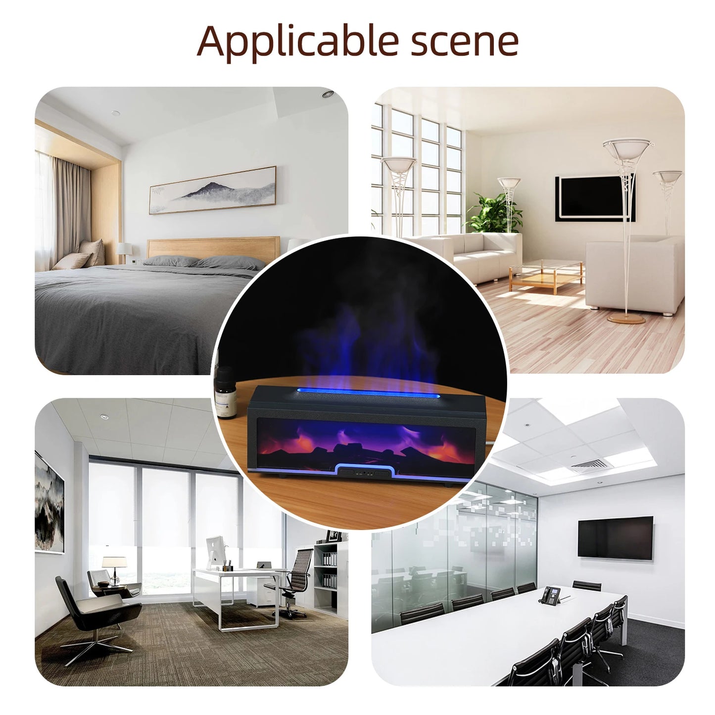 Factory Wholesale  Fireplace Diffuser 200ml Convenient Desktop Aromatherapy Machine with Remote Control Essential Oil Humidifier