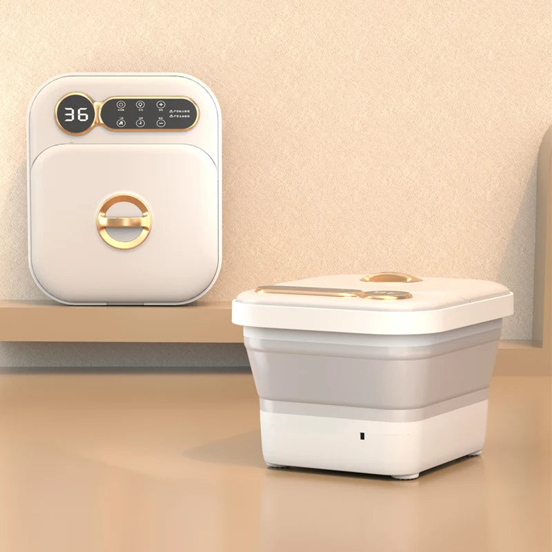 Automatic Foot Spa Bath Massager with Screen Touch Controller Warm Heated Electric Roller for Feet Washing Fatigue Relief Gift