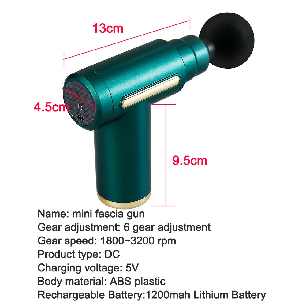 Massage Gun Vibration Massage Machine Deep Muscle Relaxed Therapy LCD Screen 6 Speeds Display Fitness Body Fascia Gun 4 Heads