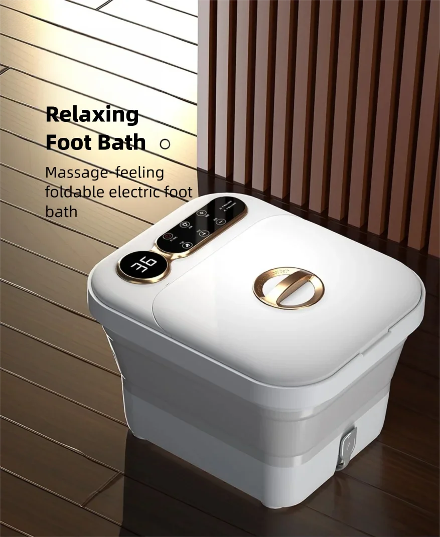 Automatic Foot Spa Bath Massager with Screen Touch Controller Warm Heated Electric Roller for Feet Washing Fatigue Relief Gift