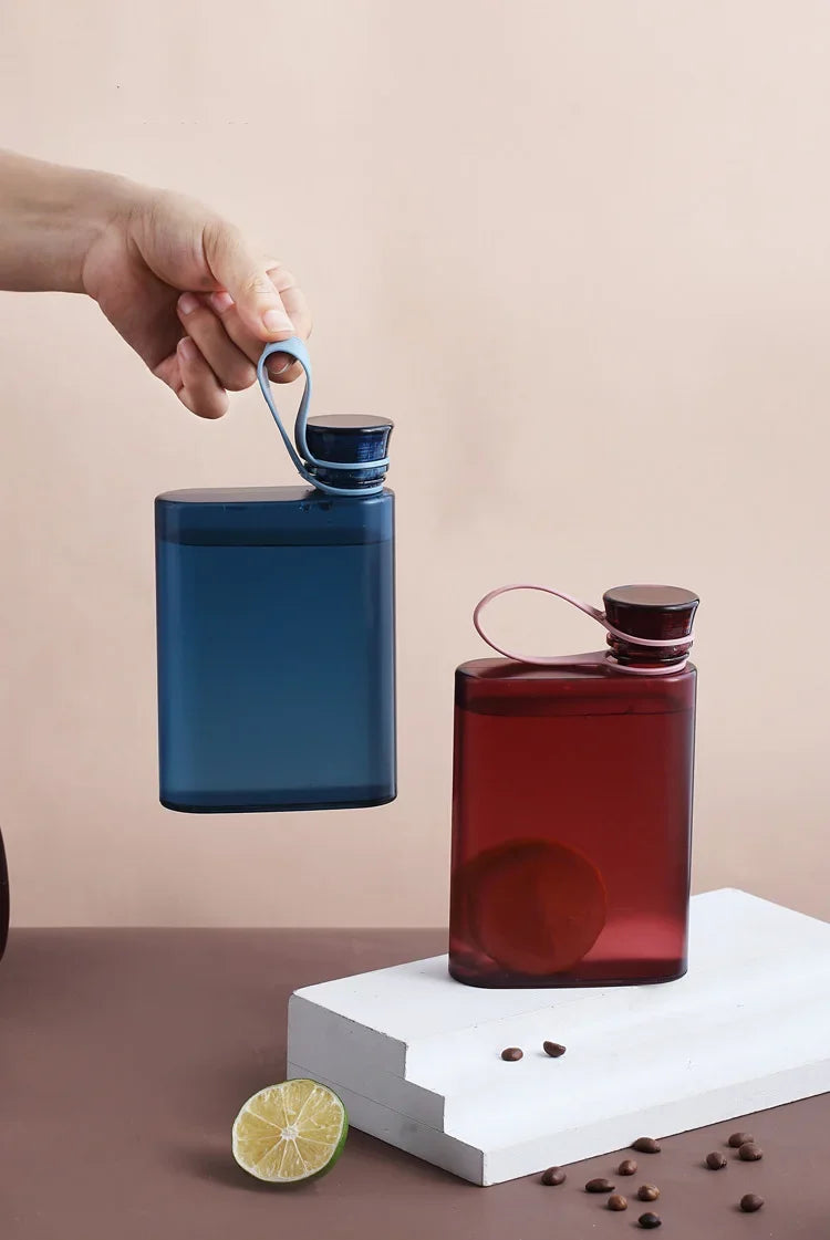 500ML Square Water Bottle Portable A5 Flat Style Water Cup With Handle Outdoor Sports Drinks Kettle Notebook Bottle Drinkware