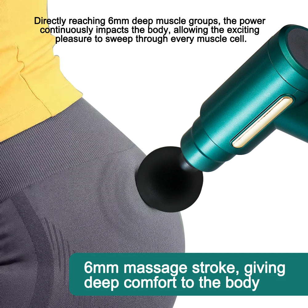 Massage Gun Vibration Massage Machine Deep Muscle Relaxed Therapy LCD Screen 6 Speeds Display Fitness Body Fascia Gun 4 Heads