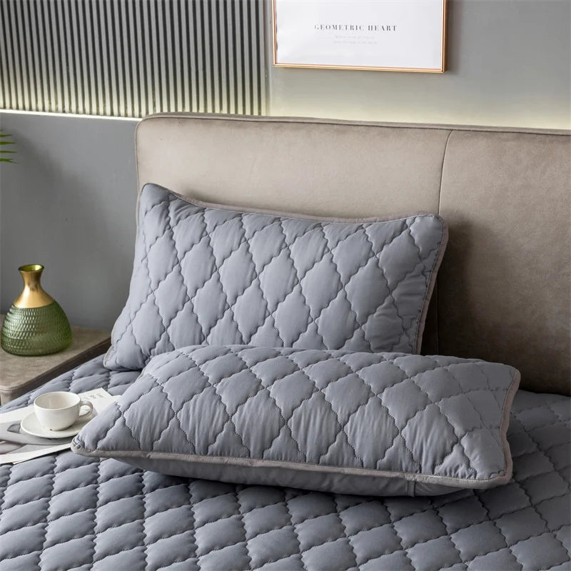 Brushed Cotton Padded Waterproof Pillowcase - Single Piece / 2-Piece Set  Soft Breathable Pillow Cover for Bedroom Bed
