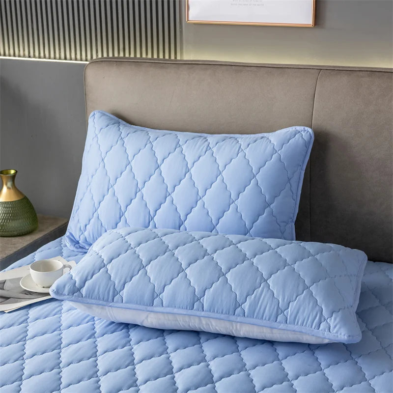 Brushed Cotton Padded Waterproof Pillowcase - Single Piece / 2-Piece Set  Soft Breathable Pillow Cover for Bedroom Bed