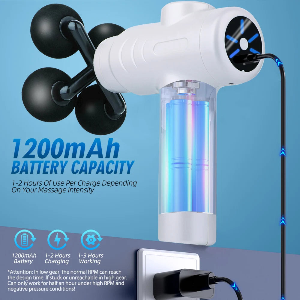 Massage Gun Variable Frequency Dual mode 4x Strike Massager head Massager Body Neck Back Leg Fitness Tool 5 Levels Fascial gun
