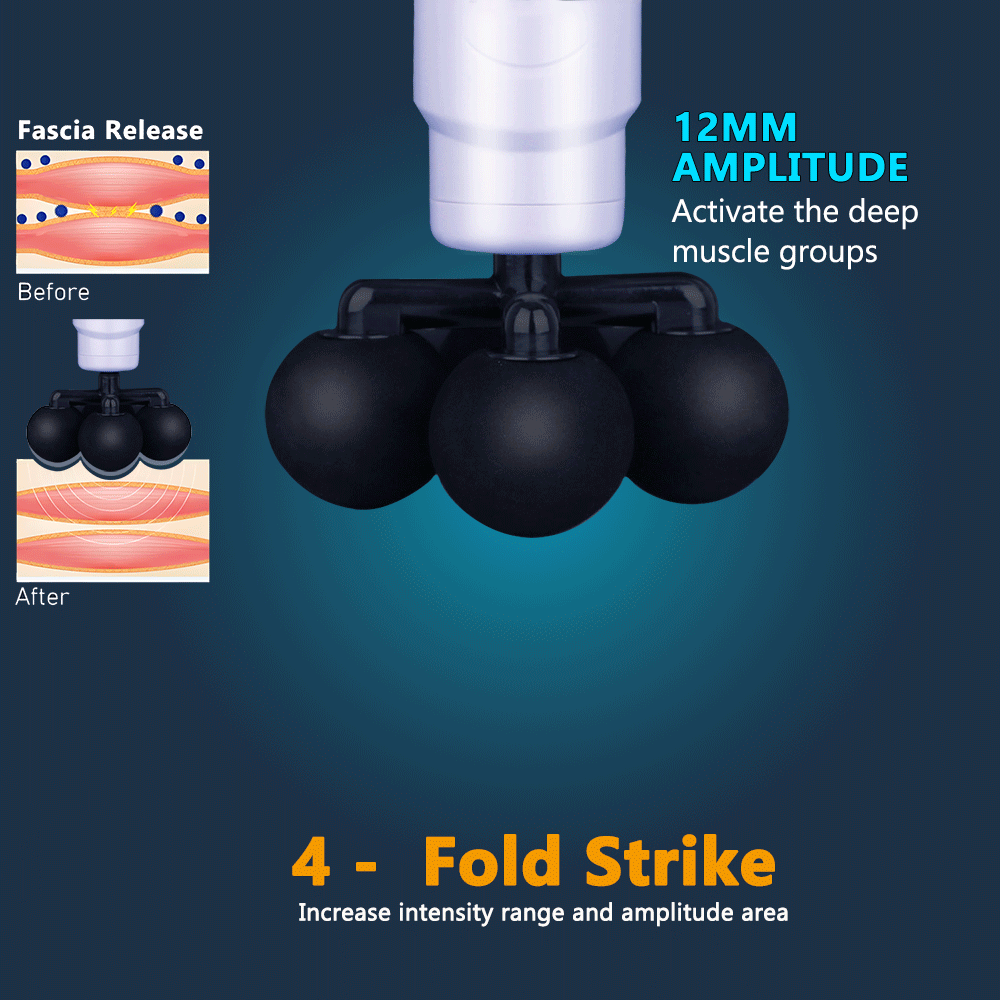 Massage Gun Variable Frequency Dual mode 4x Strike Massager head Massager Body Neck Back Leg Fitness Tool 5 Levels Fascial gun
