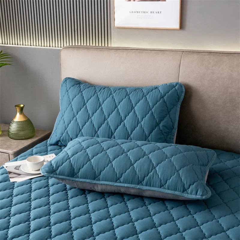 Brushed Cotton Padded Waterproof Pillowcase - Single Piece / 2-Piece Set  Soft Breathable Pillow Cover for Bedroom Bed