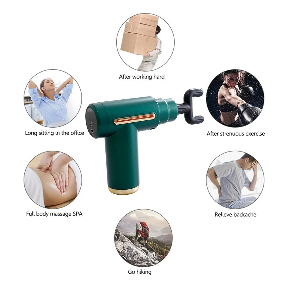 Massage Gun Vibration Massage Machine Deep Muscle Relaxed Therapy LCD Screen 6 Speeds Display Fitness Body Fascia Gun 4 Heads