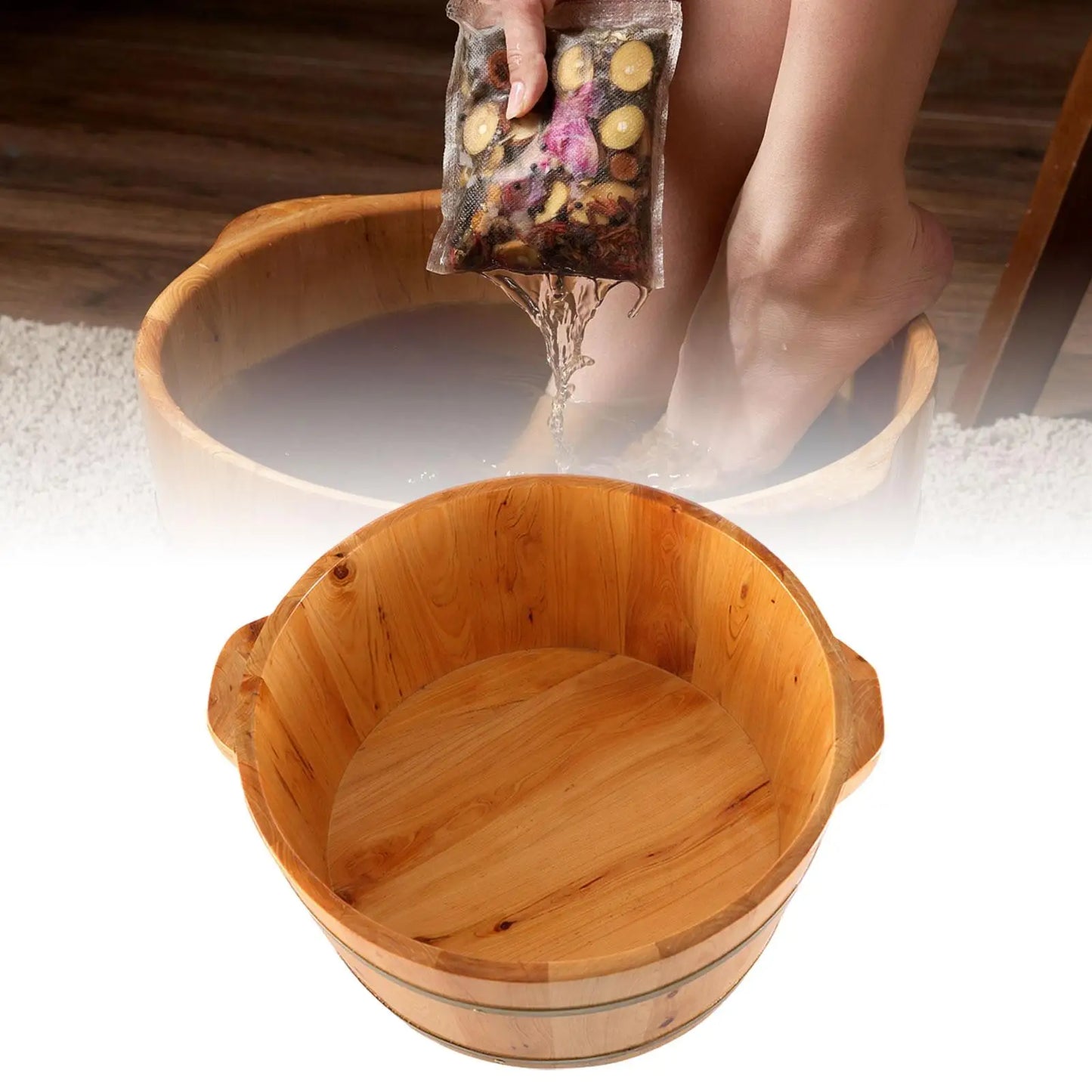 Foot Bath Basin Feet Soaking Tub Footbath Bucket Wooden Foot Bath Soak Foot Tub for Women Men Bathroom Soaking Feet Foot SPA