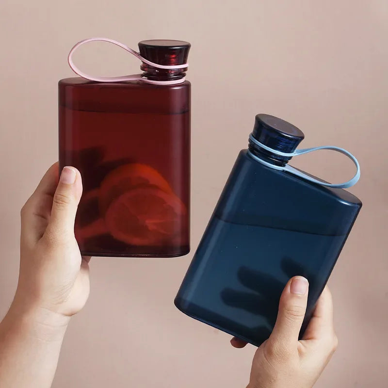 500ML Square Water Bottle Portable A5 Flat Style Water Cup With Handle Outdoor Sports Drinks Kettle Notebook Bottle Drinkware
