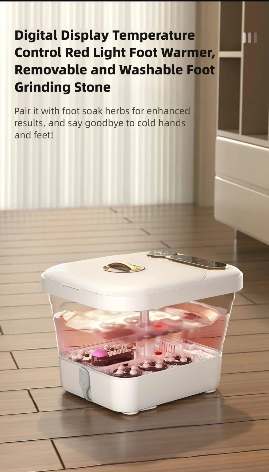 Automatic Foot Spa Bath Massager with Screen Touch Controller Warm Heated Electric Roller for Feet Washing Fatigue Relief Gift