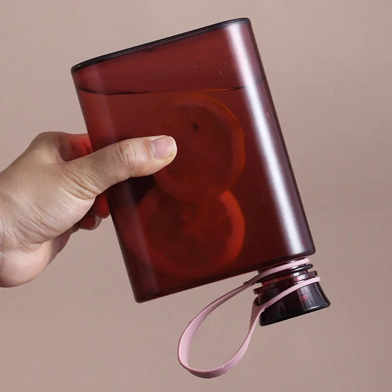 500ML Square Water Bottle Portable A5 Flat Style Water Cup With Handle Outdoor Sports Drinks Kettle Notebook Bottle Drinkware