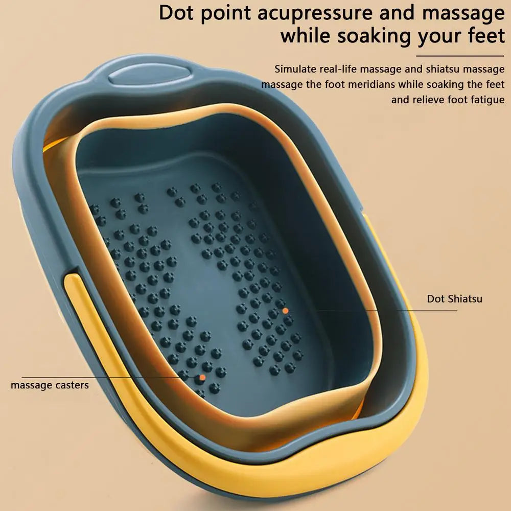 Folding Foot Bathtub Foot Soak Bath Tub With Massaging Rollers Stress Relief Foot Spa For Family Pedicure Soaking Tired Feet