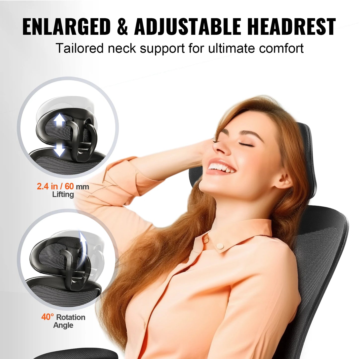 SucceBuy Ergonomic Office Chair w/ Slide Seat/ Mesh Seat/ Adjustable Lumbar Support Angle & Height Adjustable Home Office Chair