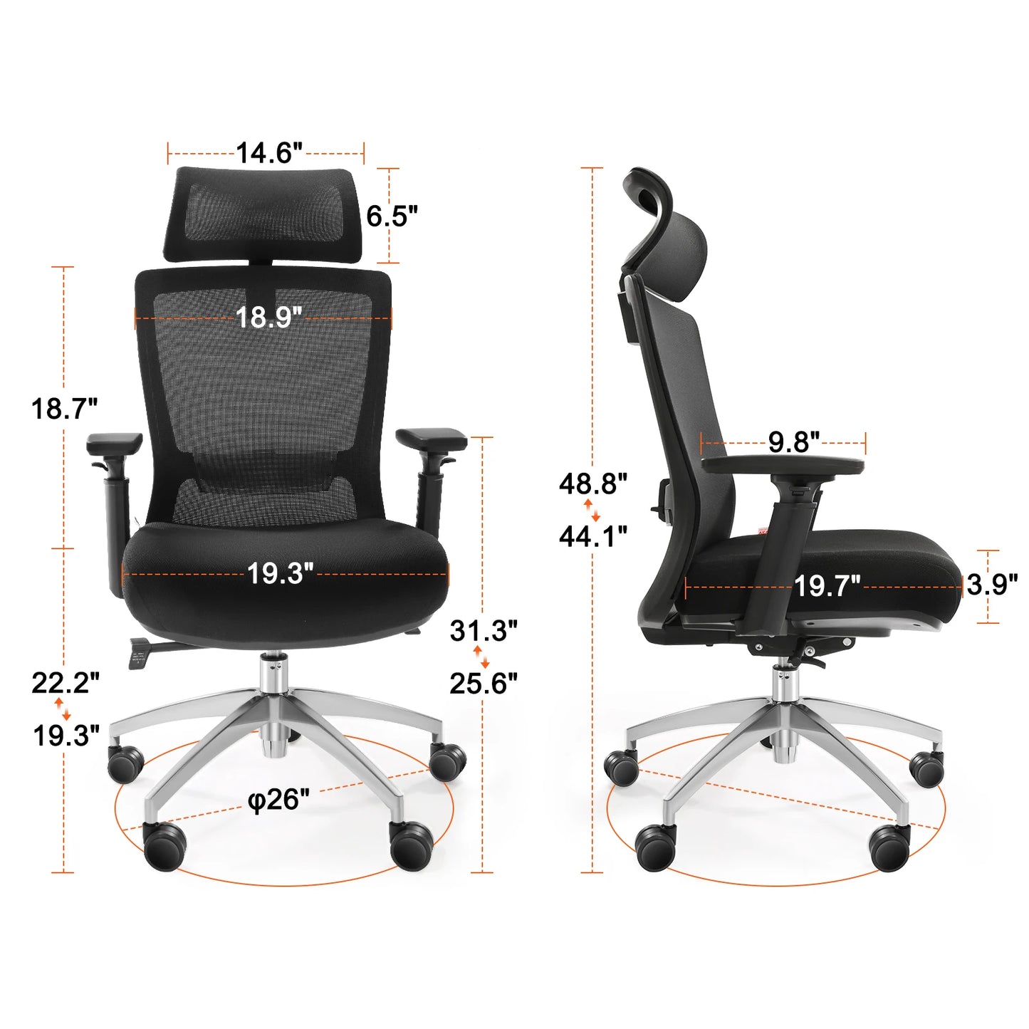 SucceBuy Ergonomic Office Chair w/ Slide Seat/ Mesh Seat/ Adjustable Lumbar Support Angle & Height Adjustable Home Office Chair