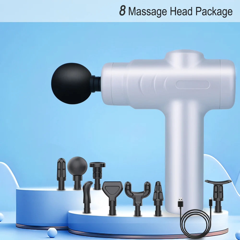 Massage Gun Variable Frequency Dual mode 4x Strike Massager head Massager Body Neck Back Leg Fitness Tool 5 Levels Fascial gun