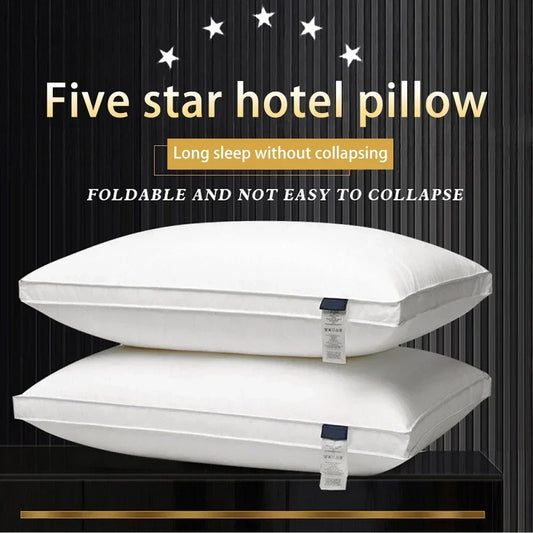 5 Star Hotel Pillow, 100% Cotton Bed Pillow, Ergonomic Neck Support Pillow for Adults Home