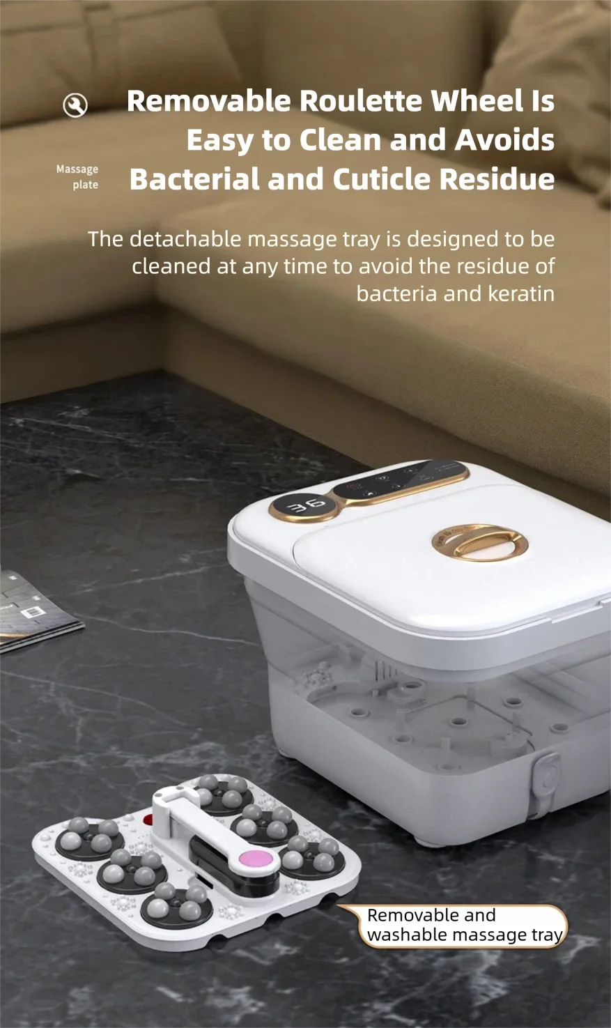 Automatic Foot Spa Bath Massager with Screen Touch Controller Warm Heated Electric Roller for Feet Washing Fatigue Relief Gift