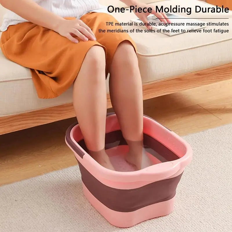 Folding Foot Bathtub Foot Soak Bath Tub With Massaging Rollers Stress Relief Foot Spa For Family Pedicure Soaking Tired Feet