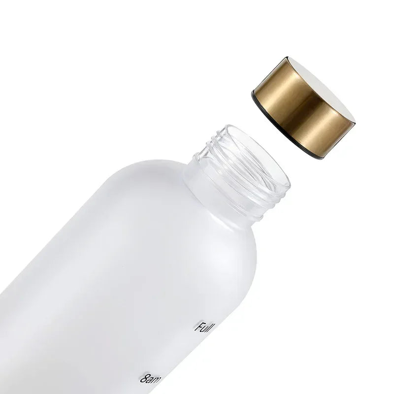 New 1L Water Bottle with Time Stamp BPA Free Reusable Fitness Sports Outdoor Travel Leakproof Water Cup Frosted Kettle