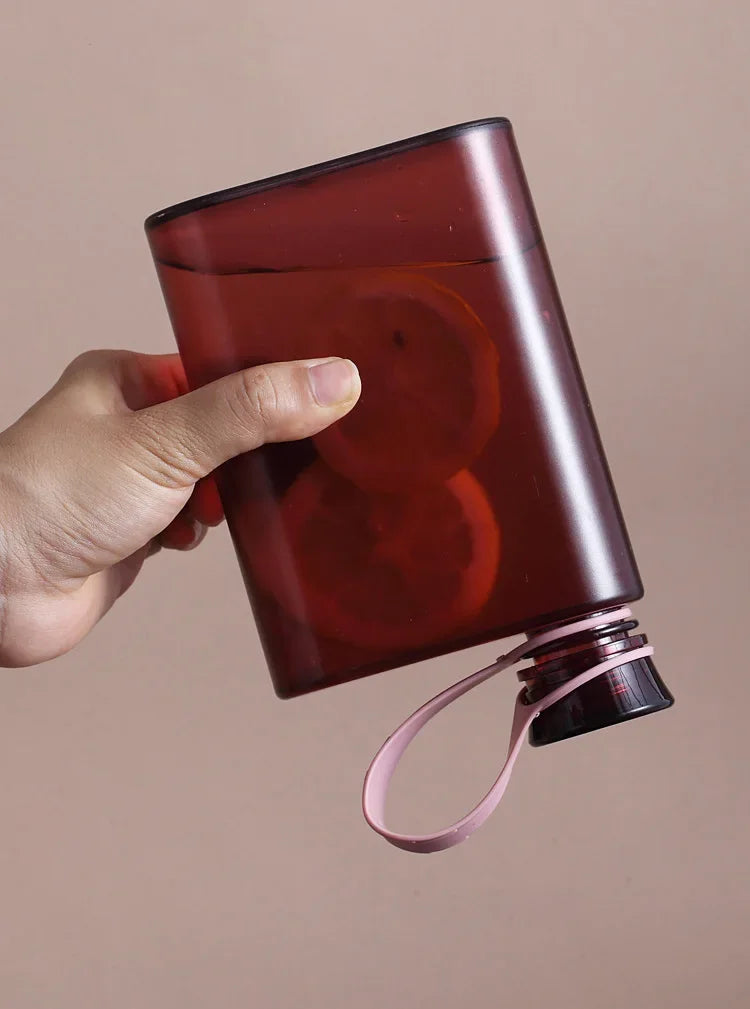 500ML Square Water Bottle Portable A5 Flat Style Water Cup With Handle Outdoor Sports Drinks Kettle Notebook Bottle Drinkware