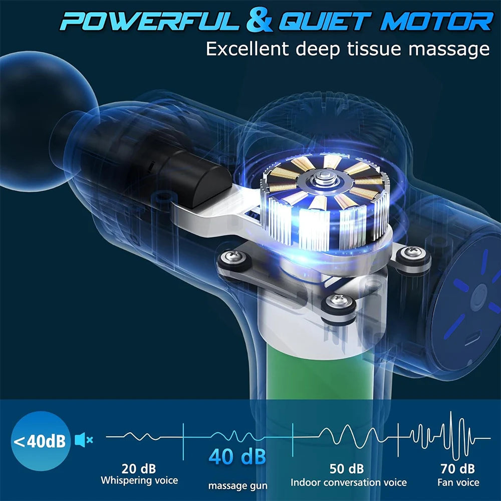 Massage Gun Variable Frequency Dual mode 4x Strike Massager head Massager Body Neck Back Leg Fitness Tool 5 Levels Fascial gun