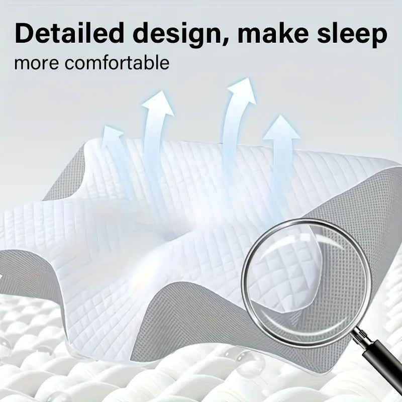 Ergonomic Neck Horn Pillow for Side, Back and Stomach Sleepers - Contoured Design, Shoulder Relaxation, Soft Yet Firm Support